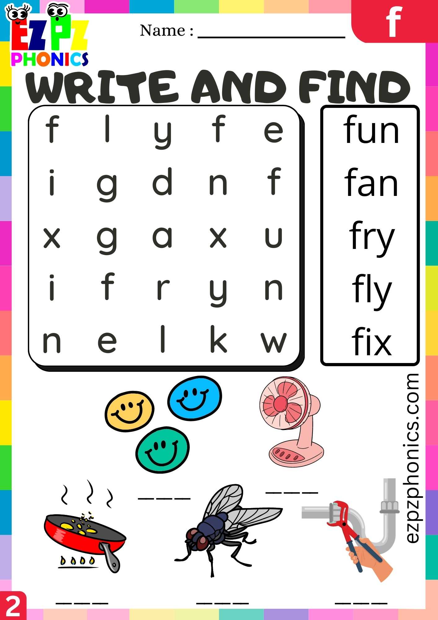 Group2 Letter F Write And Find Beginning Sounds Worksheet